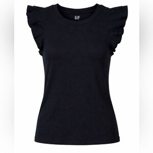 Gap Black Flutter Sleeve Ribbed Top Women’s XS NWT Soft Stretch Casual